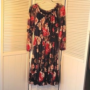KATE AND LILY BLUE FLORAL MIDI DRESS SZ 12P